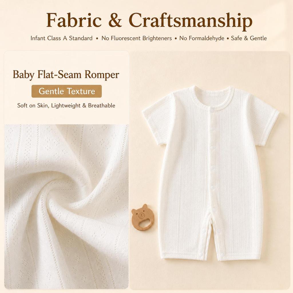 Baby Short Sleeved Jumpsuit Summer Newborn Breathable Mesh Air Conditioning Suit Boys Girls Infant Thin Sleepwear Crawling Suits