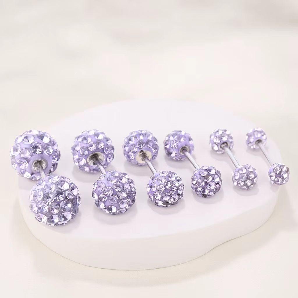 Double-Headed Flash Diamond Titanium Steel Cartilage Ear Studs