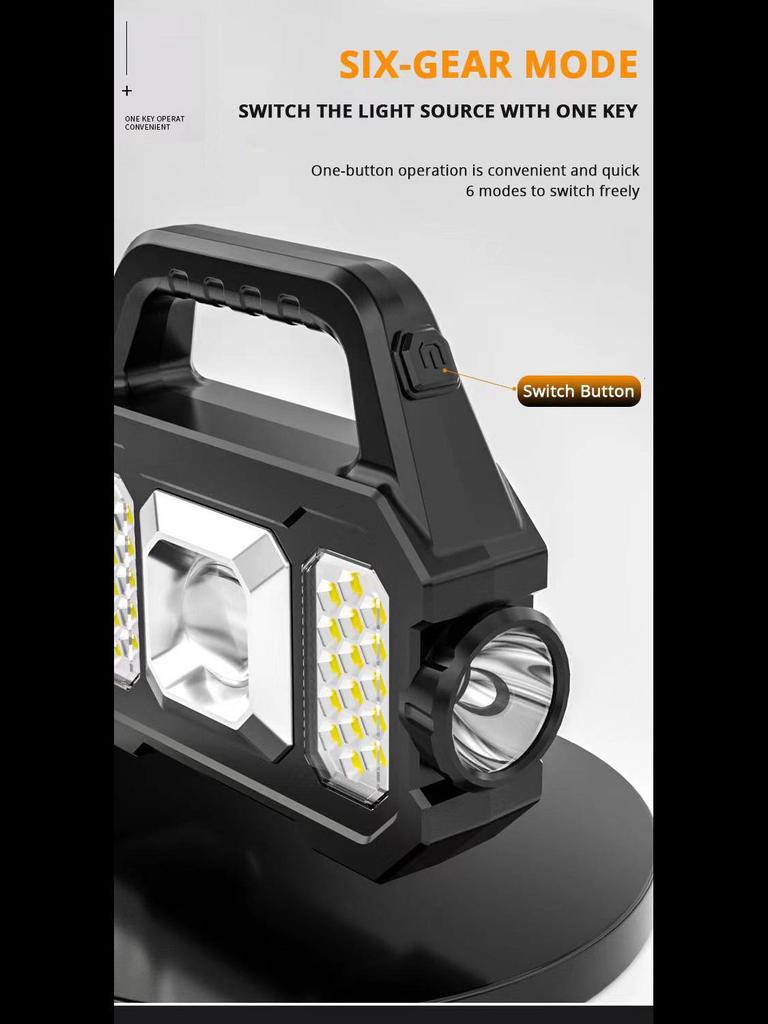 Multifunctional Outdoor Waterproof Solar Flashlight with COB Lamp
