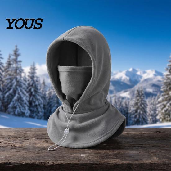 Unisex Thermal Gear Flannel Balaclava with Drawstring, Warm Ski Mask Hat, Fleece Lined Windproof Winter Face Neck Warmer for Outdoor Cycling