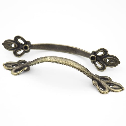 Hymyily 10-Piece Zinc Alloy Arched Antique Handles, Retro Bow-Shaped Pull Handles, Approx. 4.5" Long X 0.8" Wide, Antique-Style Screws for Furniture,