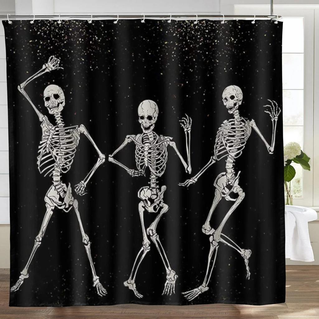 Shower Curtain HD Waterproof No Punch Bathroom Partition Curtain Halloween Print