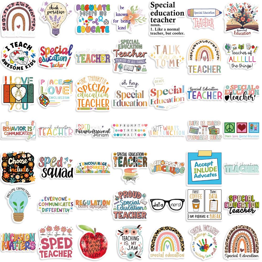 

50 Cartoon Special Education Graffiti Stickers Decorative Guitar Notebook Suitcase DIY Waterproof