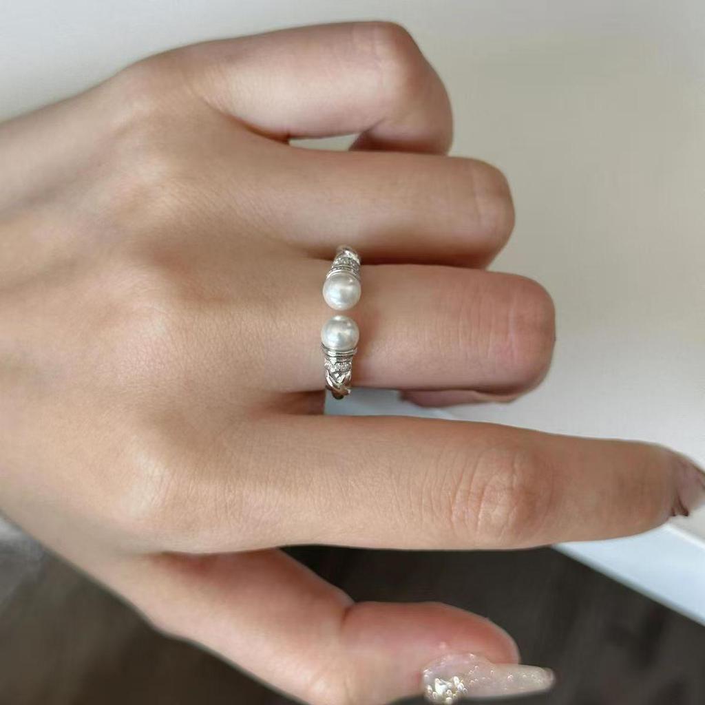 Xiaohongshu Bestseller Pearl Cable Knit Open Ring – Summer Vintage Luxury Fashion Style