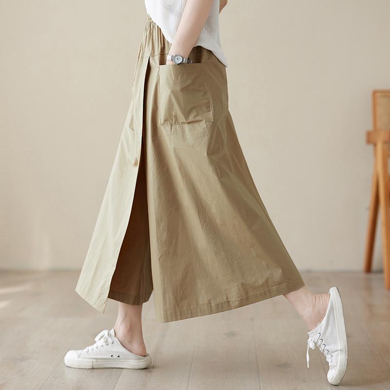 High Waist A-Line Midi Skirt Cotton Linen Women s Workwear Style Drawstring Pleated Skirt Commute Style Pure Color Skirt S