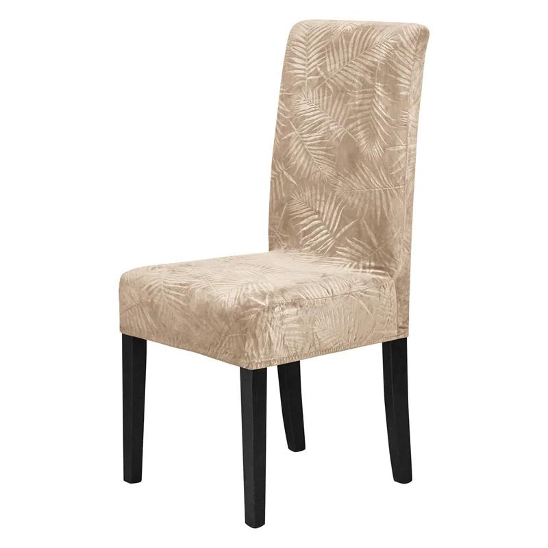 

1/4 шт. Мягкий бархатный чехол для обеденного стула с листьями, жаккардовый чехол для стула, устойчивый к загрязнениям, эластичный чехол для сиденья для свадебного банкета, дома 1pc