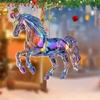 2D Acrylic Horse Charm Car Rearview Mirror Pendant Christmas Tree Hanging Home Decoration New Year Party Ornament Gift