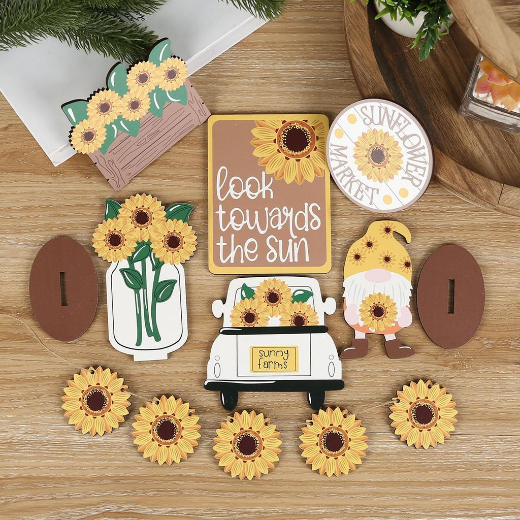 Sunflower Tray Ornaments For Home Tray Set Rustic Summer Floral Table Centerpieces