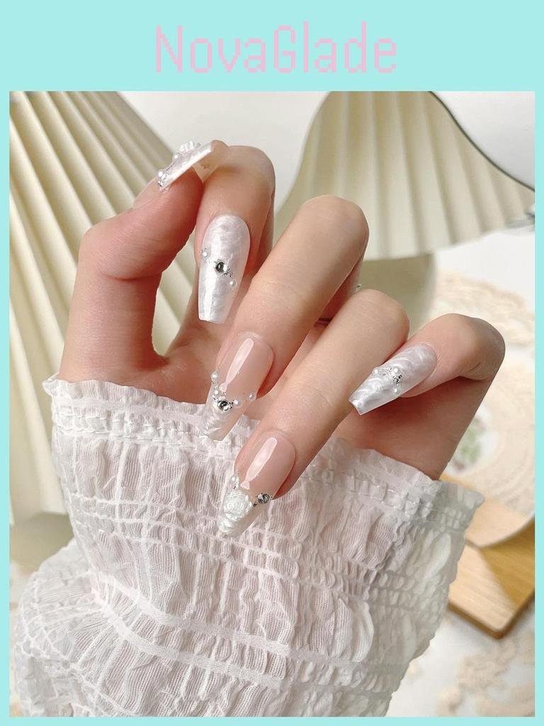 Handmade Long Floral Nail Sticker Wholesale For Women Xs S M L Pure Desire Style