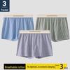 "Men's Loose-Fit Striped Cotton Boxer Shorts - Breathable, Large Size"