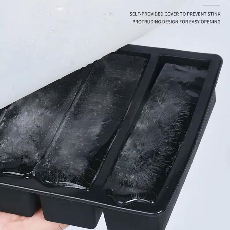 Große Eiswürfelform mit Deckel Stapelbar Große Silikon Quadratische Eiswürfelform für Whiskey Cocktails Bourbon Suppen Gefrorene Leckereien