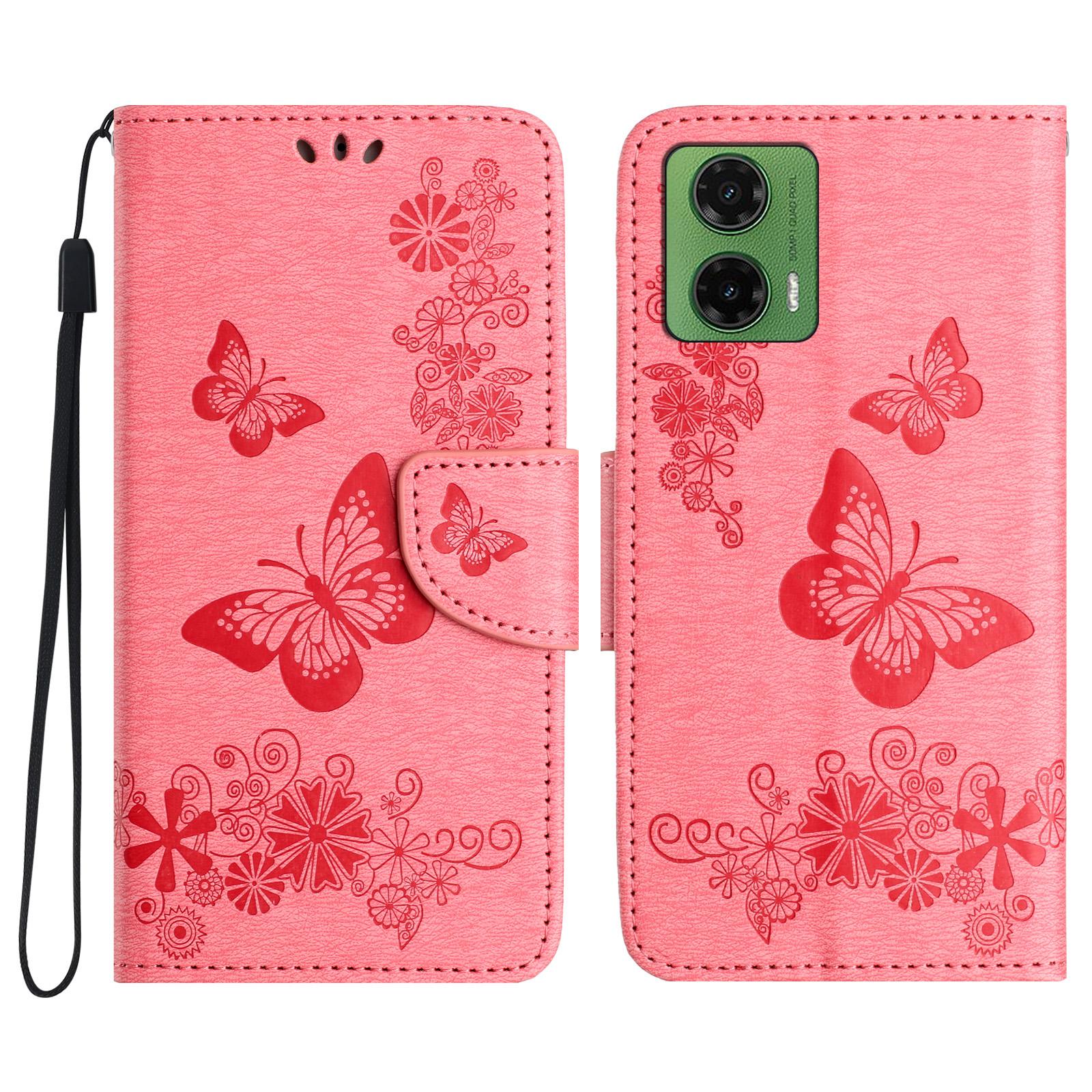 

For Motorola Moto G35 5G Case Butterflies Flower Leather Wallet Flip Phone Cover D