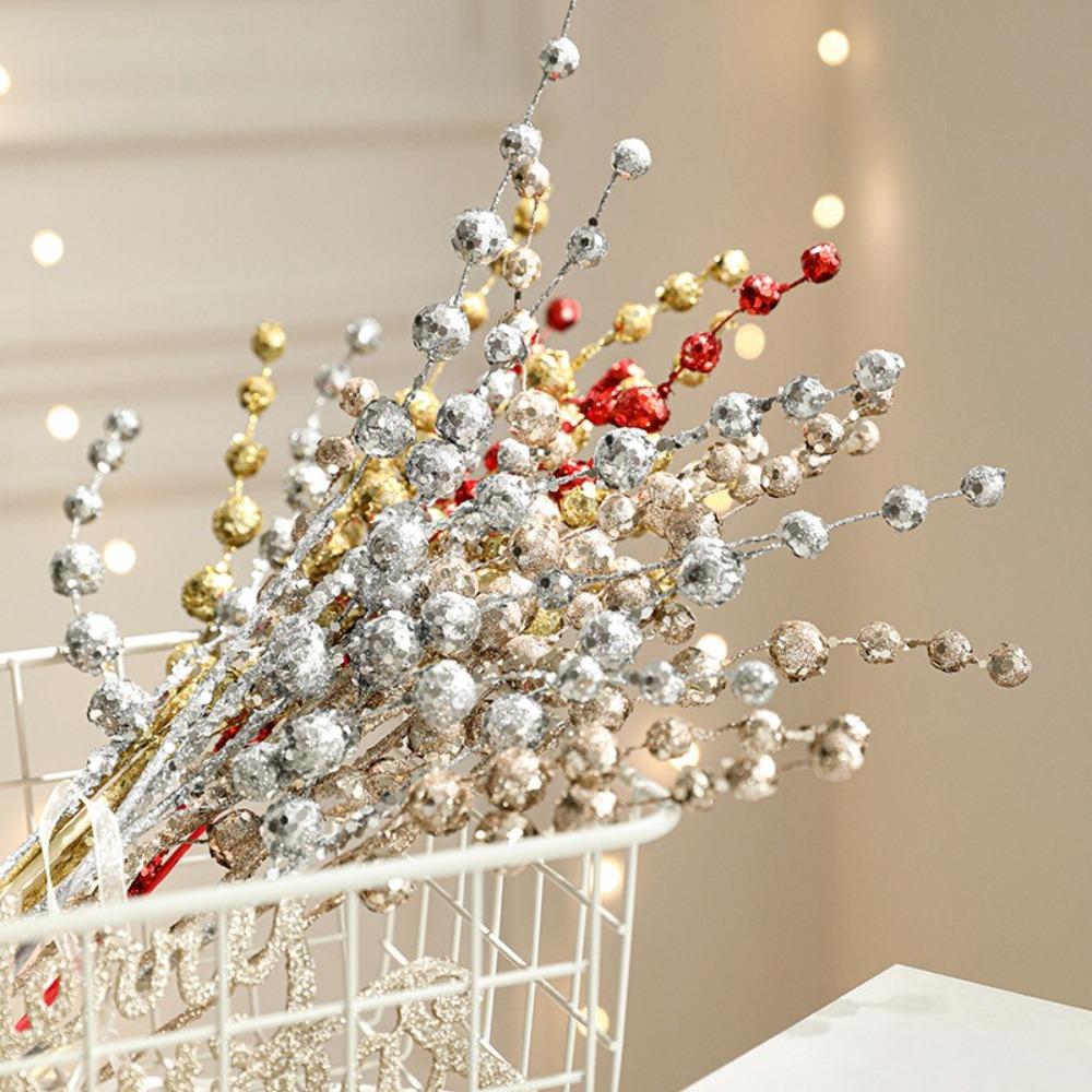 

10 ШТ. 40 СМ Різдвяні блискучі гілки, блискітки, штучні блискучі ягідні стебла, прикраси для домашнього декору шампанського