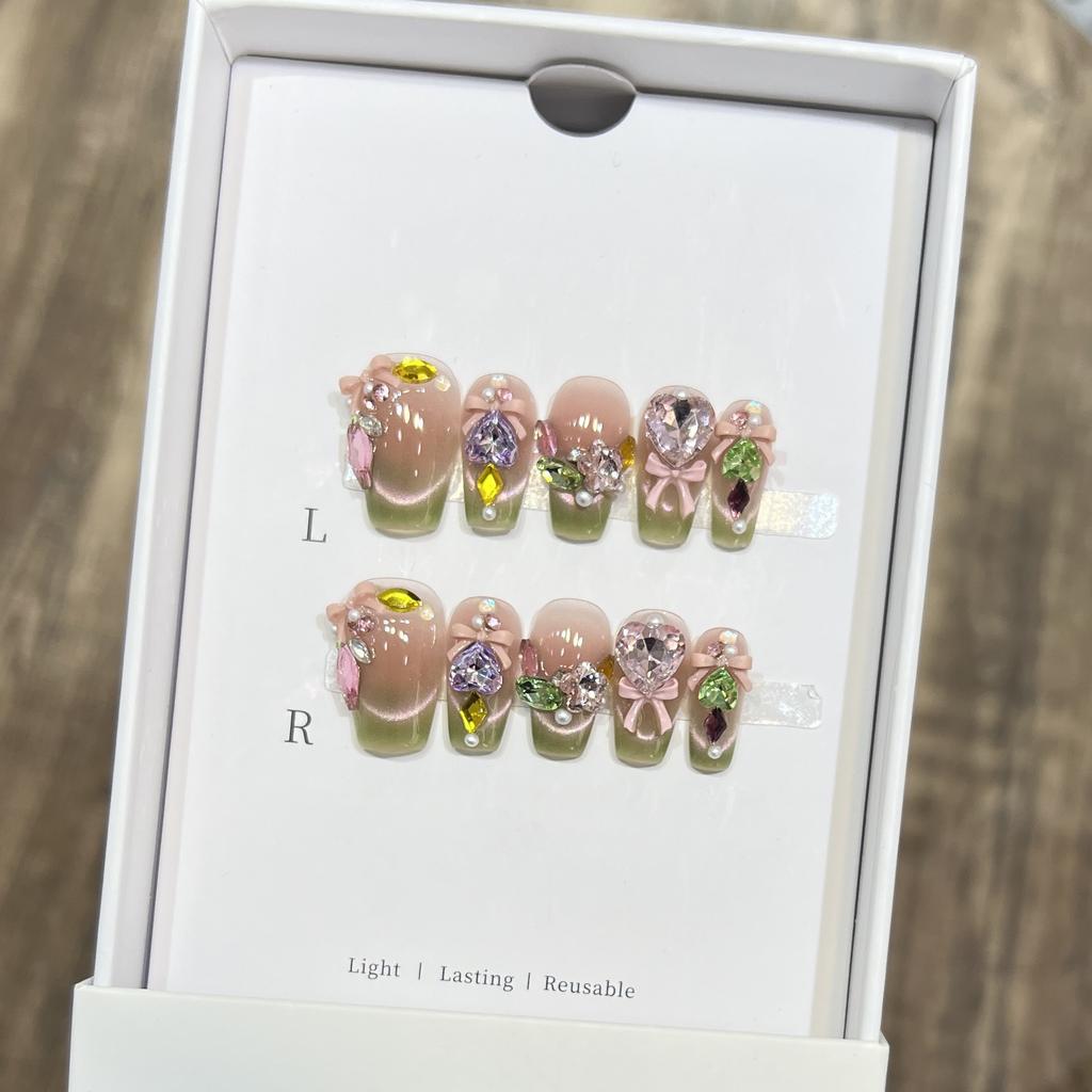 Pure Hand-wearing Armor High-end Smile French Pile Diamond Butterfly Manicure