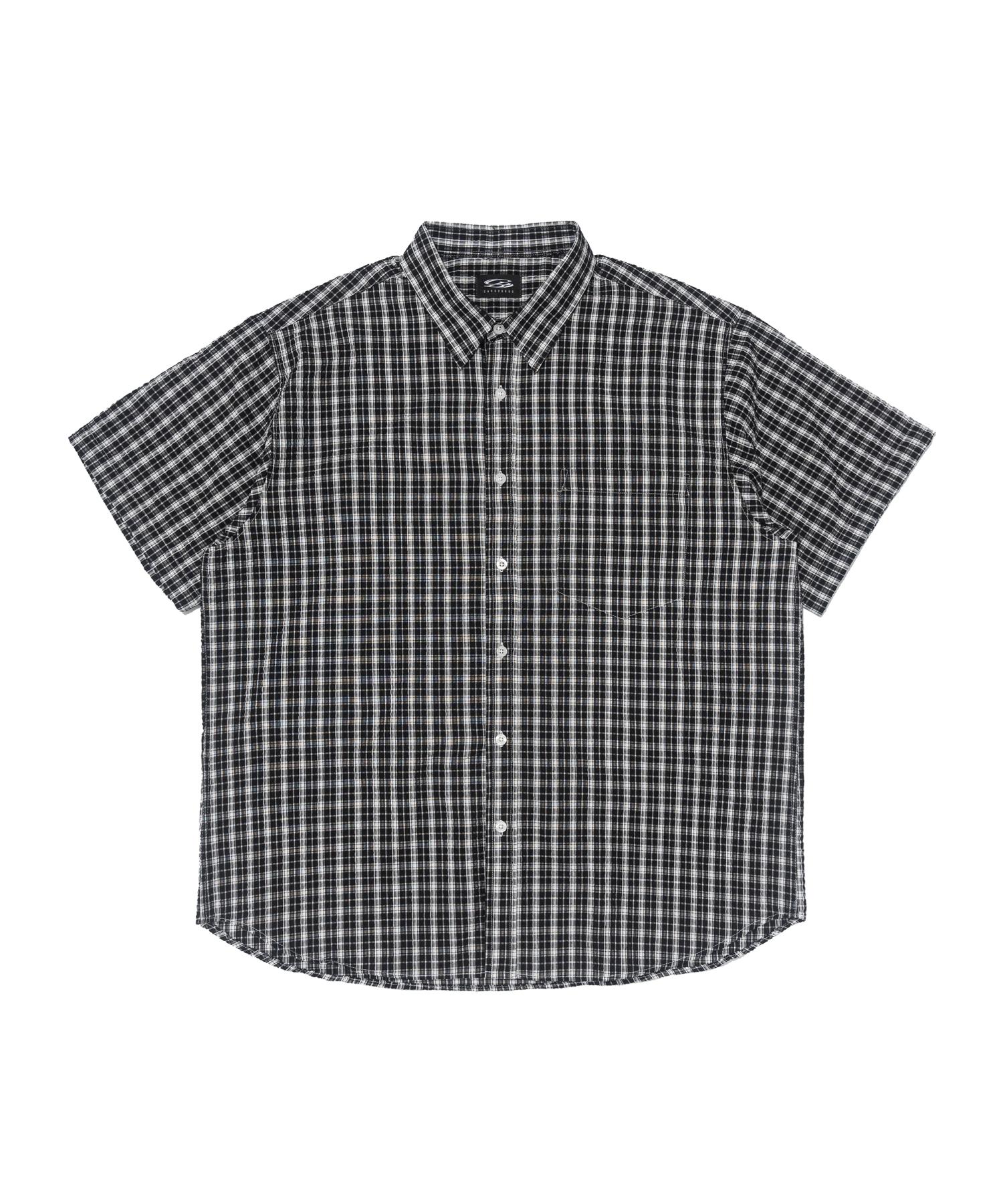 Cargo Bros Crease Loose Fit Check Short Sleeve Shirt (Black) Free