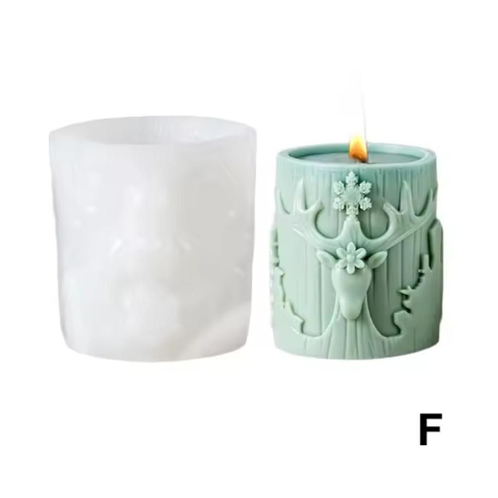 New Christmas Tree Carving Pattern Cylindrical Candle 3D Silicone Mold  Snowflake Cylindrical Elk Candle Mold
