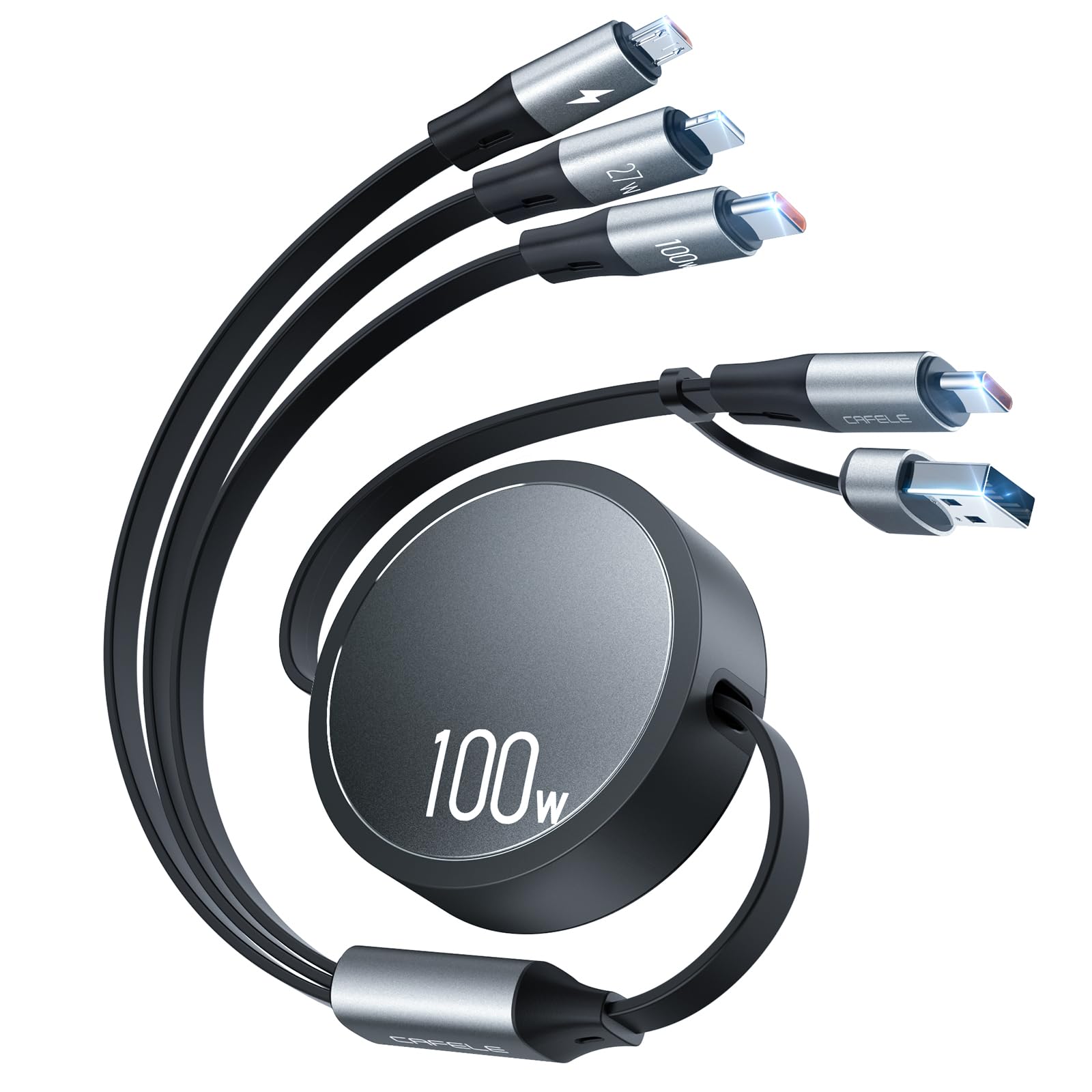 

Улучшенная 100 Вт выдвижная зарядка до PD USB Micro USB Питание 3 устройств Гибкая зарядка Совместимость со всеми Гарантия [Новый & - + 27 Вт] Кабель 3-в-2,