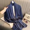 Luxury Brand Summer Solid Pure Silk Scarf Women Long Large Size Soft Wrap and Shawls Bandana Beach Hijab Head Female Foulard