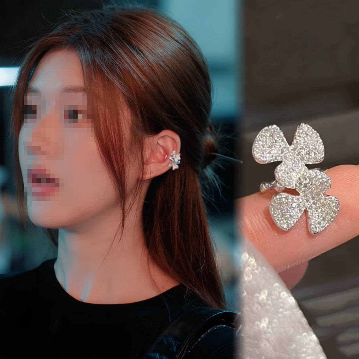 Zirconia Flower Ear Cuff: No-Piercing, Fashionable, Versatile, Light Luxury Earring for Women
