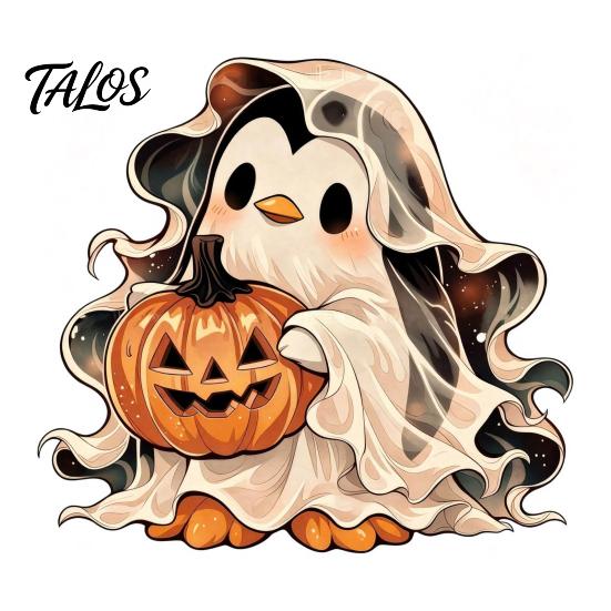Halloween Party Supplies Wooden Ghost Ornament with Pumpkin Pattern, Double Sided Desktop Decoration, Spooky Tiered Tray Decor Decor, Wood Tabletop