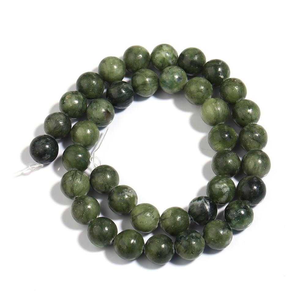4/6/8/10/12mm Natural Stone Beads Green Round Southern Jade Loose Spaced Beads For DIY Handmade Bracelet Necklace Jewelry