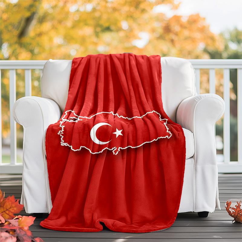 1pc TURKIYE Theme Blanket - Digital Print, Polyester, Cozy for All Seasons, Perfect for Outdoor, and Travel