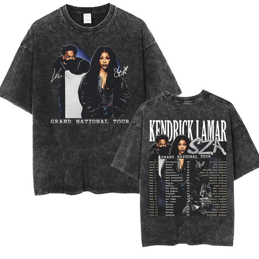 

Kendrick Lamar They Not Like Us Tour 2025 Merch T-Shirt Men s Vintage Washed Short Sleeve T Shirts Hip Hop Gothic Cotton T Shirt 4XL