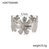 CARLIDANA Exaggerated Big Flower Personalized Hollow Out Leaf Open Wide Bangle Stainless Steel Non Tarnish Cuff Bracelet Women