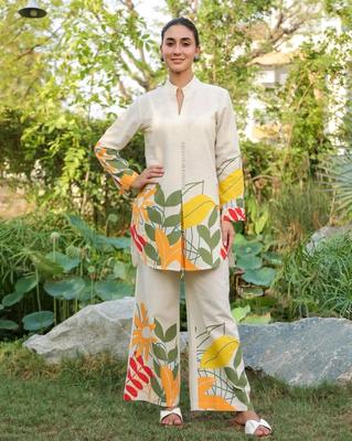 Damen Designer Indisch Pakistanisch Oberteil Tunika Kurta Hose Kordel-Set Partykleidung Bollywood Ethnisch