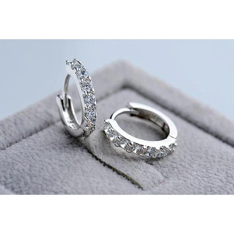 925 Sterling Silver Earrings Luxury 10mm Circle Zircon Hoop Earring for Grils Woman Wedding Party Jewelry Gifts