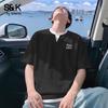 Baleno Men's Summer V-Neck Waffle Knit Fake Two-Piece T-Shirt