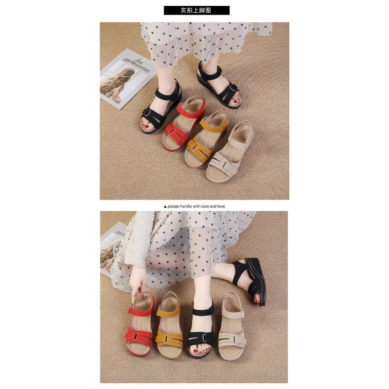 Women's New Fish Mouth Casual Sandals Roman Style Sandals Outerwear Velcro Shoes