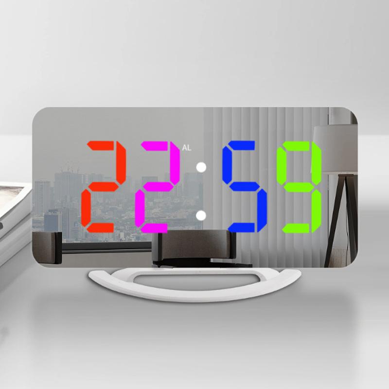 RGB Digital Alarm Clock with Color Changing Lights Desk Clock with Snooze, Dimmer,Dual USB, 1 Alarms