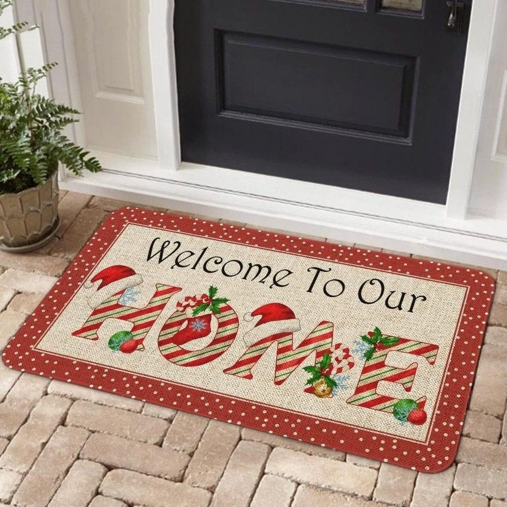 2D Flat Printed Christmas Floor Mat Non-Slip 3D Illusion Rug Round Vortex Carpet Outdoor
