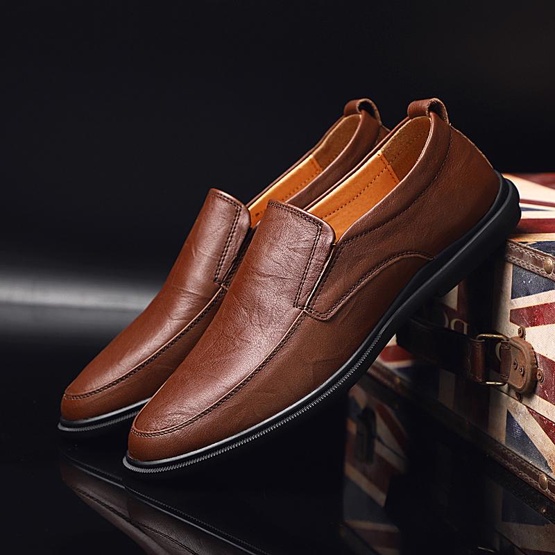 

МодаМужская обувь слипоны Мода Круглый носок Повседневная мода Универсальная Кисточки Кожаная обувь Деловая обувь для платья мужские мокасины 10 светло-коричневого
