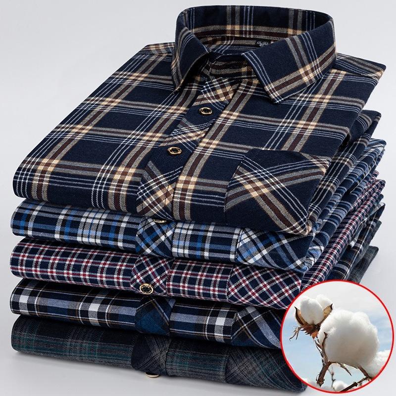 Flannel Shirt Jackets for Men Long Sleeve Regular Fit Button Down Work Shirts Outwear Men's Casual Plaid Heavyweight Cotton Shirt With Pockets