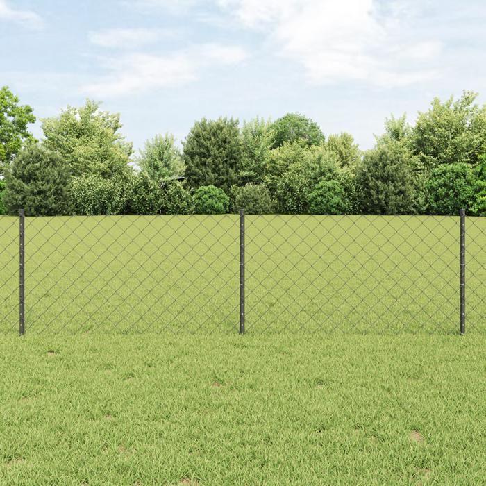 VidaXL Clôture en maillons avec 22 poteaux en U Gris 0.6x25 m Acier 3336278