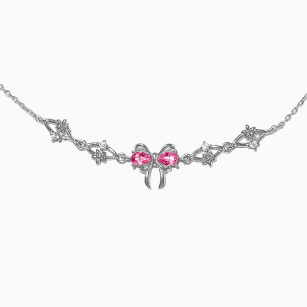 Nuovo Bracciale alla Moda Y2K Raffinato Rosa Dolce Zircone Fiocco Cuore d'Amore Catena per Donne Ragazze Festa Regalo di Compleanno Gioielli