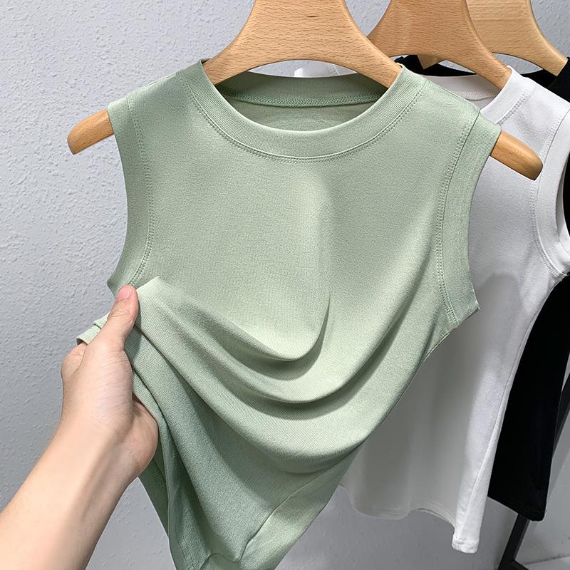 Tričko bez rukávů Dámské novoroční Dámské Jednoduché Jednobarevné Kulatý výstřih Vesta Vesta Temperament Pas