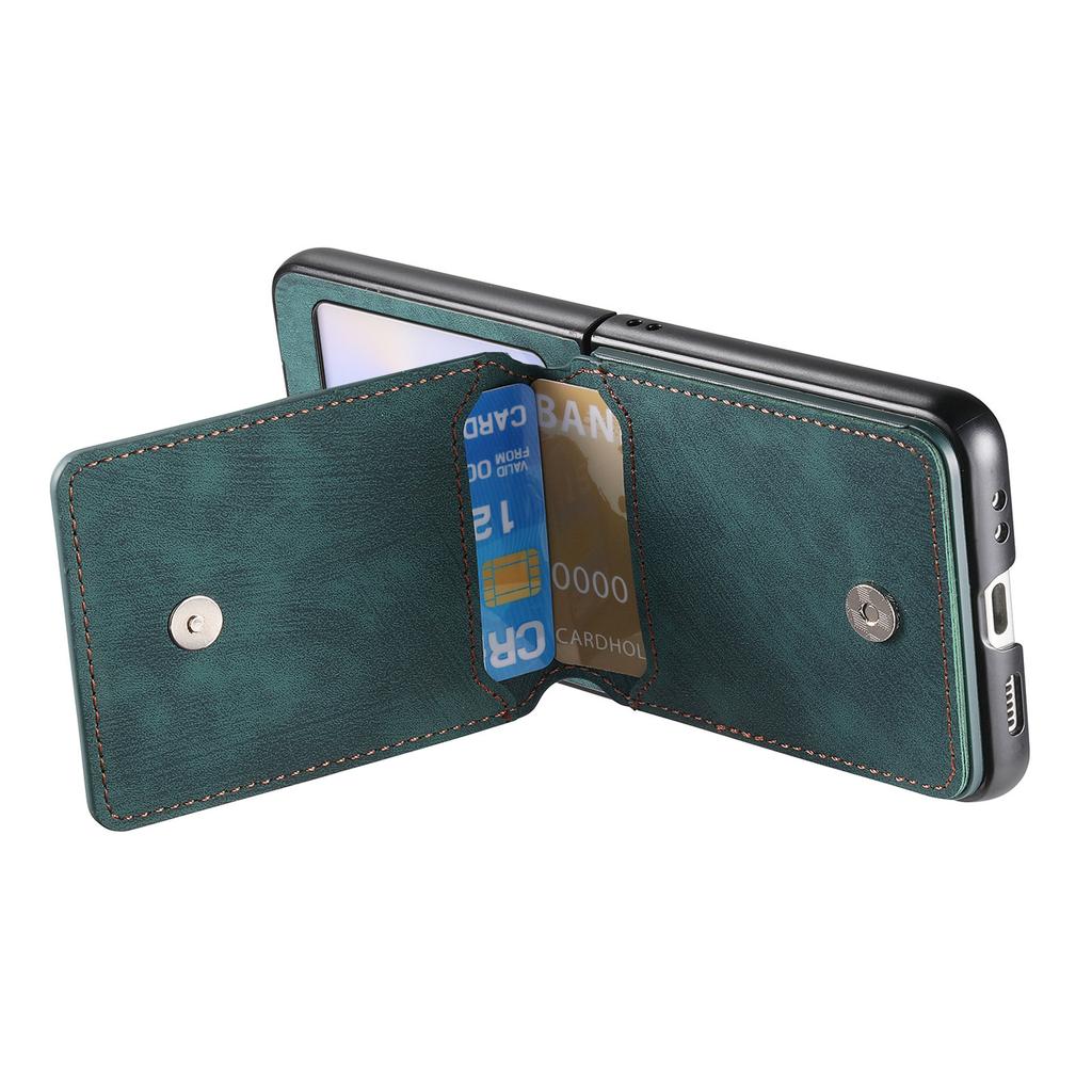 Vertical Cards Solt Wallet Leather Case for Samsung Galaxy Z Flip 7 FE 6 5 4 3 5G Ring Holder Flip6 Flip5 Pocket Bag Stand Cover