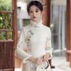 Women's Long Sleeve Fleece-Lined Qipao Dress - Winter/Autumn Style