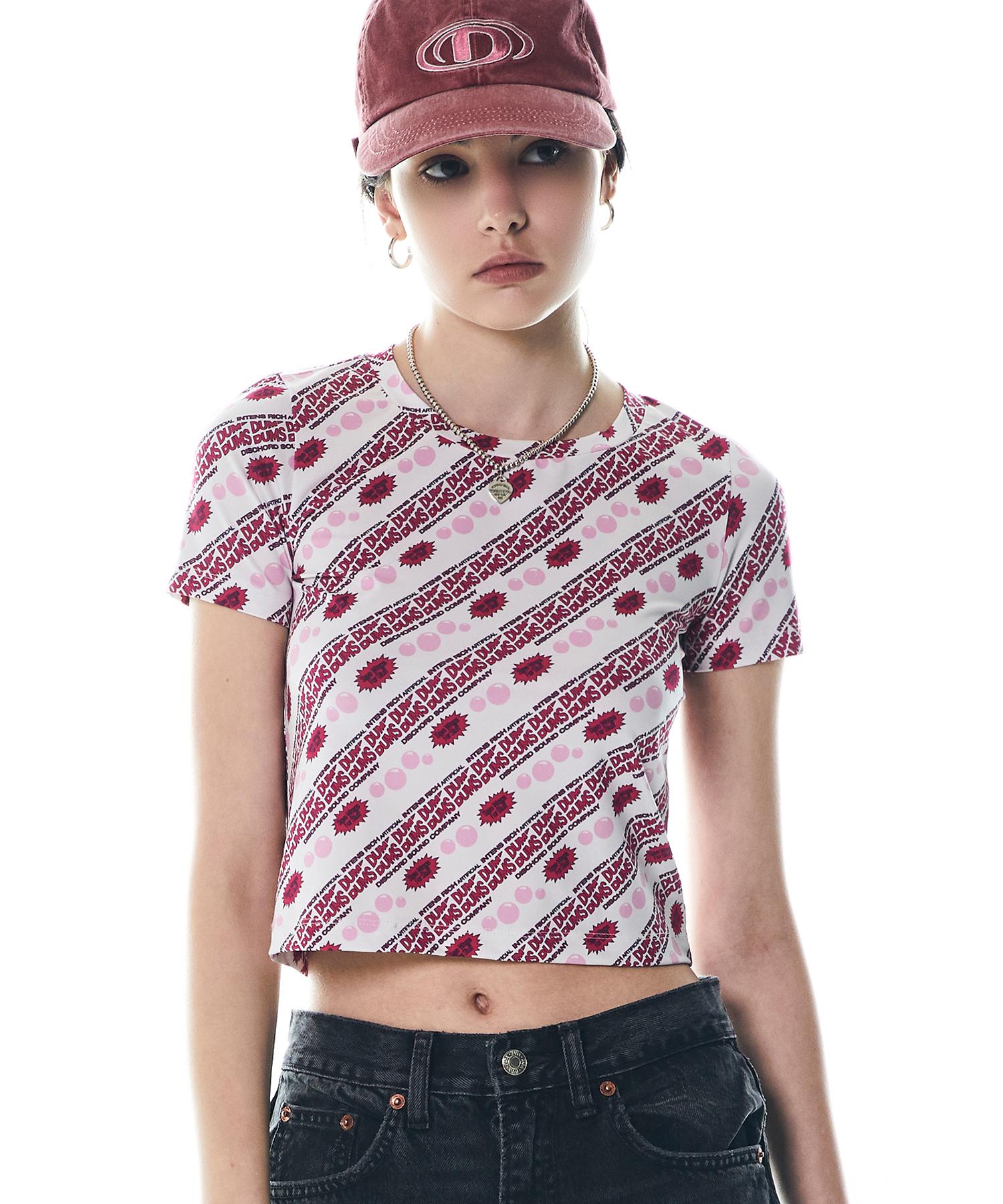 Moyora Dumbs Print Crop Top [Pink] Pink/S
