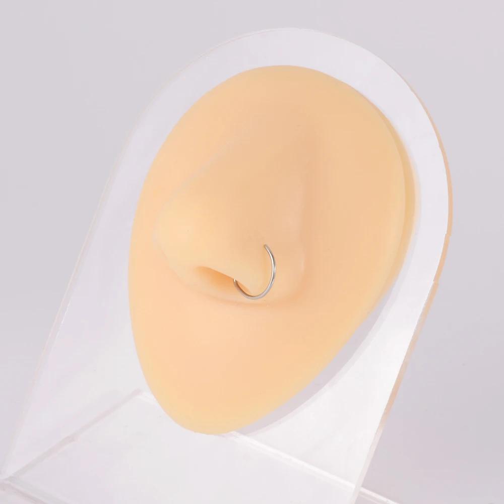 ASTM F136 Titanium D Shaped Nose Piercing Implant Grade Titanium Gothic Pierced Nose Ring 18G 20G Classic Piercing Body Jewelry