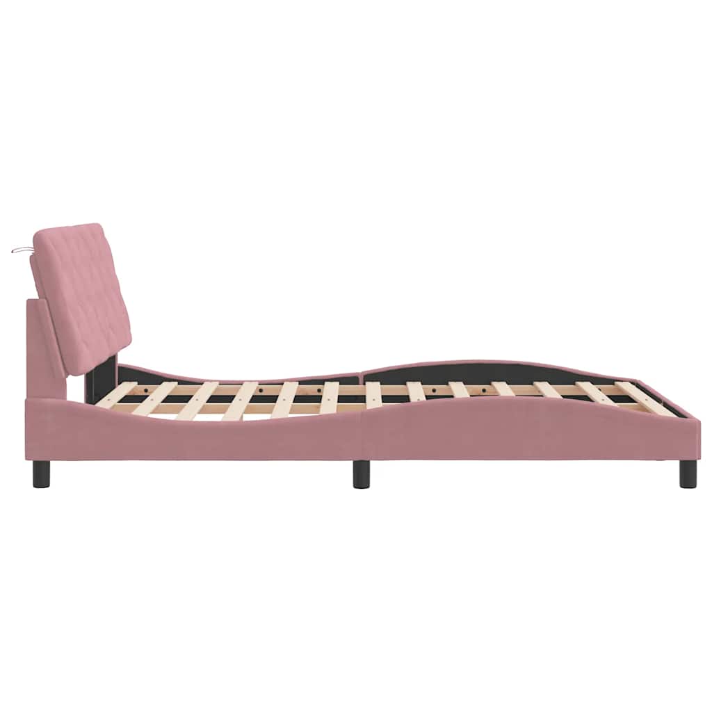 Bed Frame without Mattress Pink 140x200 cm Velvet
