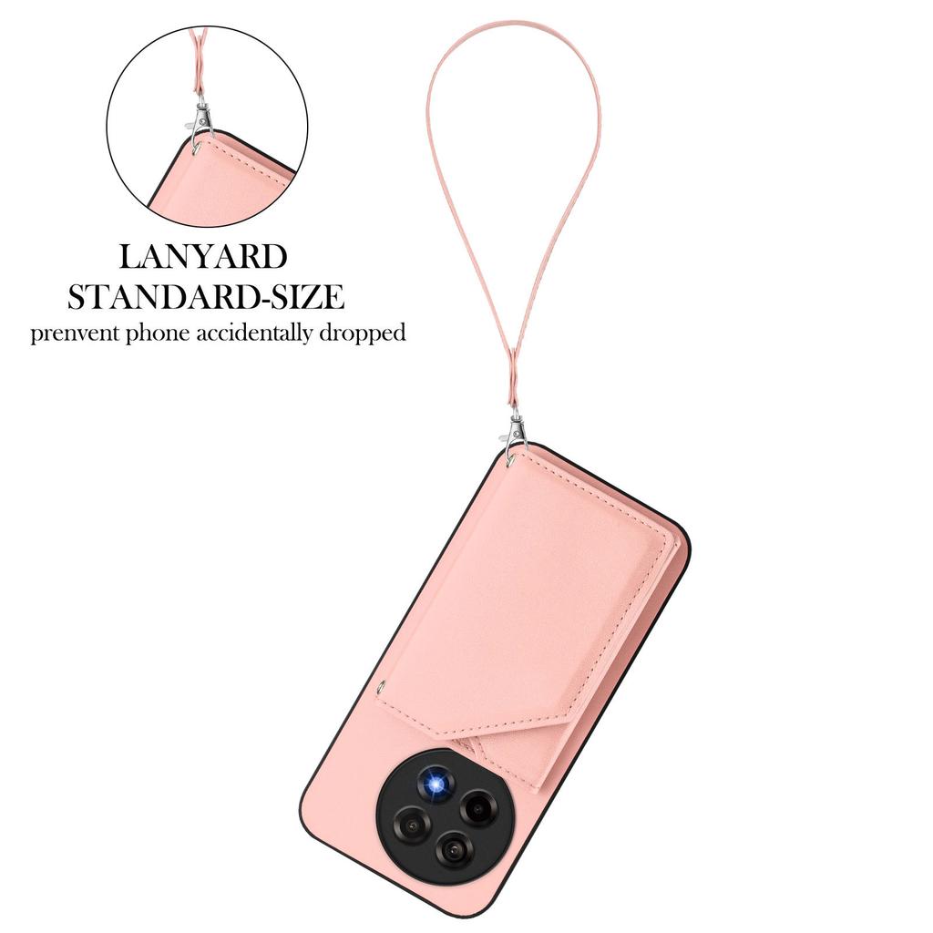 For OnePlus Ace 5 5G/OnePlus Ace 5 Pro 5G/OnePlus 13R 5G Case Card Holder Kickstand Skin-Touch Phone Cover with Wrist Strap