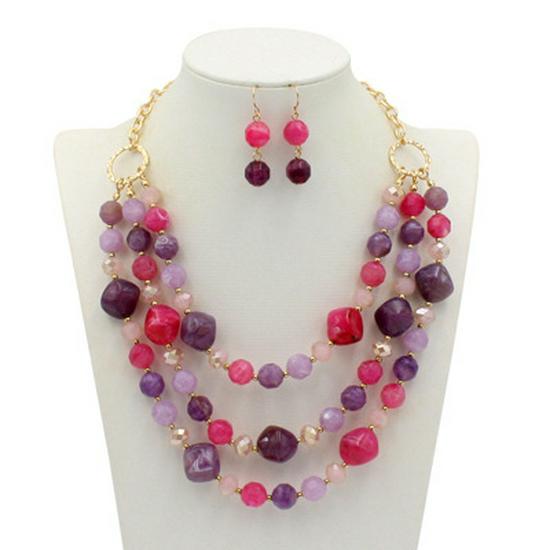 Exaggerated Resin Multi-Layer Clavicle Statement Necklace