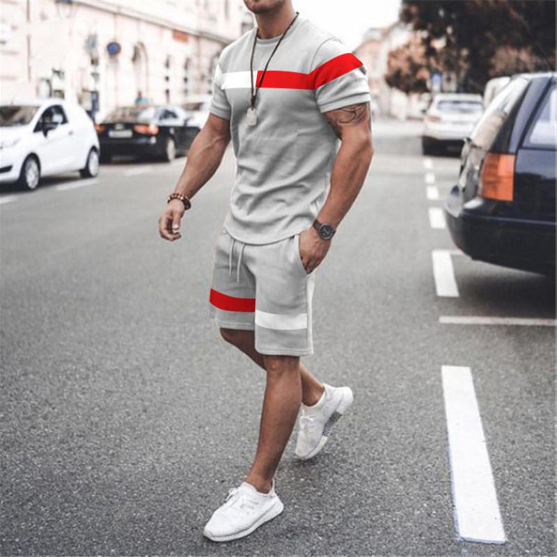 Square Summer 3D Print Casual Tracksuit Men’s Suit Short Sleeve T-Shirt +Street Shorts 2Piece Set