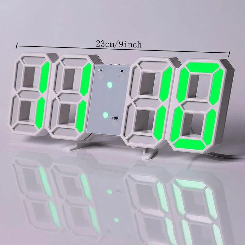 3D Dijital Alarm Saati Duvar LED Saat Masa Alarm Saati Sıcaklıklı Ev Mutfak Ofis için