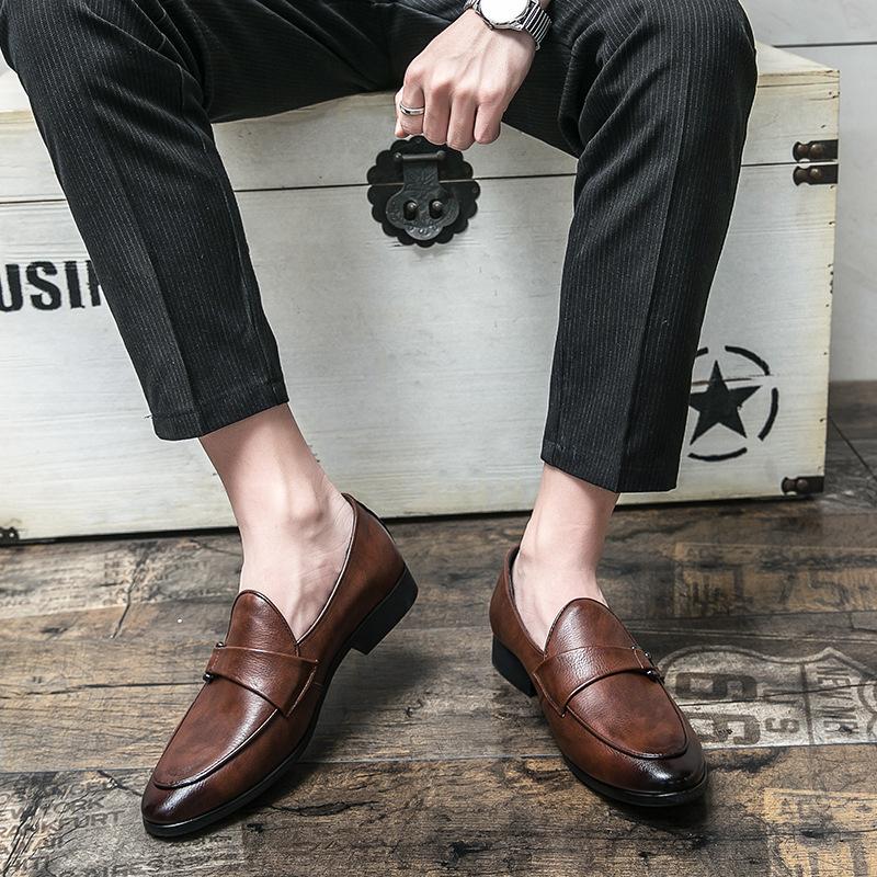 New Korean version trend Doudou shoes large size men's one-pedal leather shoes men's business casual leather shoes men's shoes