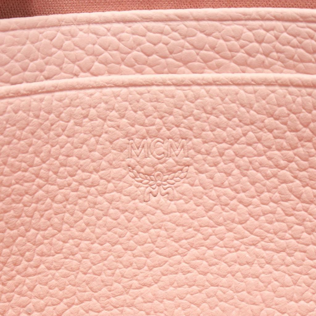 Used MCM Visetos Shoulder Pouch Shoulder Bag Leather Pink Used Women